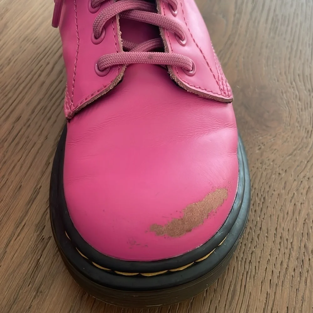 Dr. Martens Kids Leather Lace Up Boots Pink Size 13 US